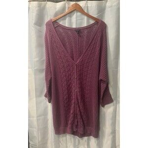 Torrid Long Sleeve Women's Size 3 Button Up V-Neck Purple Knit Sweater Cardigan